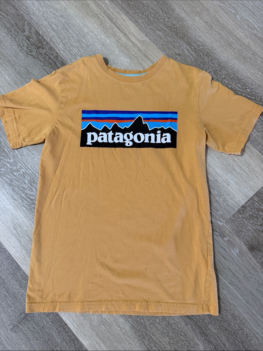 Patagonia Kids Mustard Short-Sleeve Logo Tee